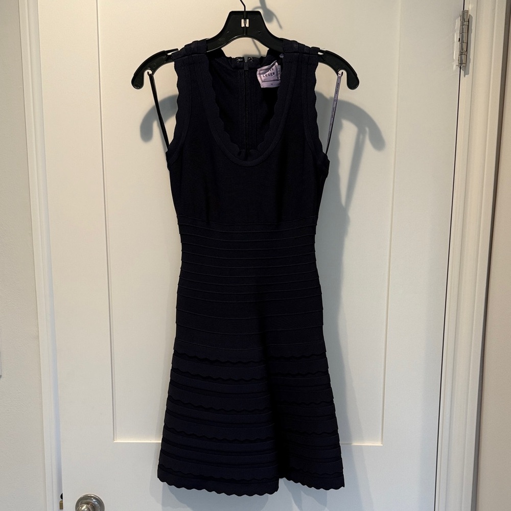 Herve Leger Navy Sleeveless Mini Dress